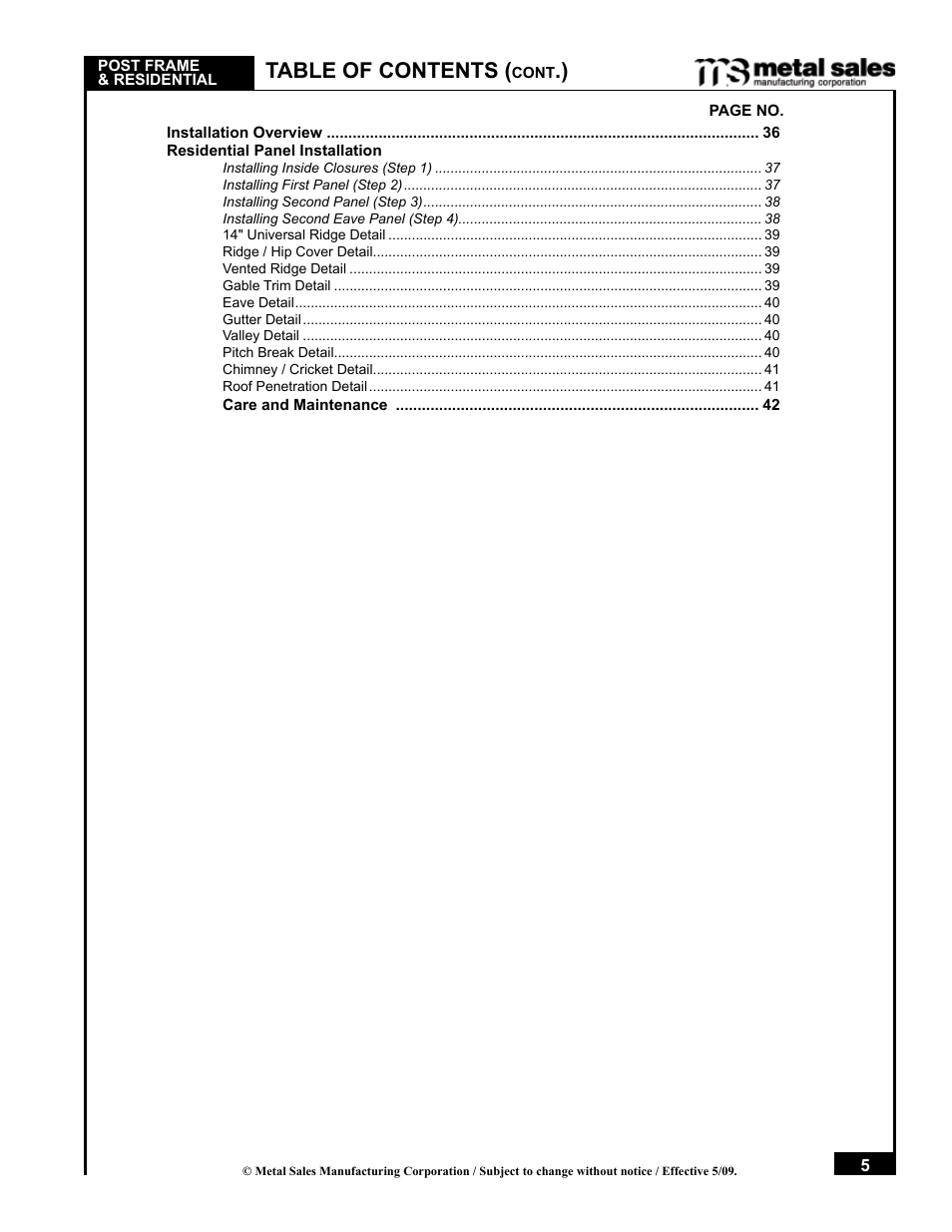 Metal Sales Pro-Panel II Installation User Manual | Page 6 / 45