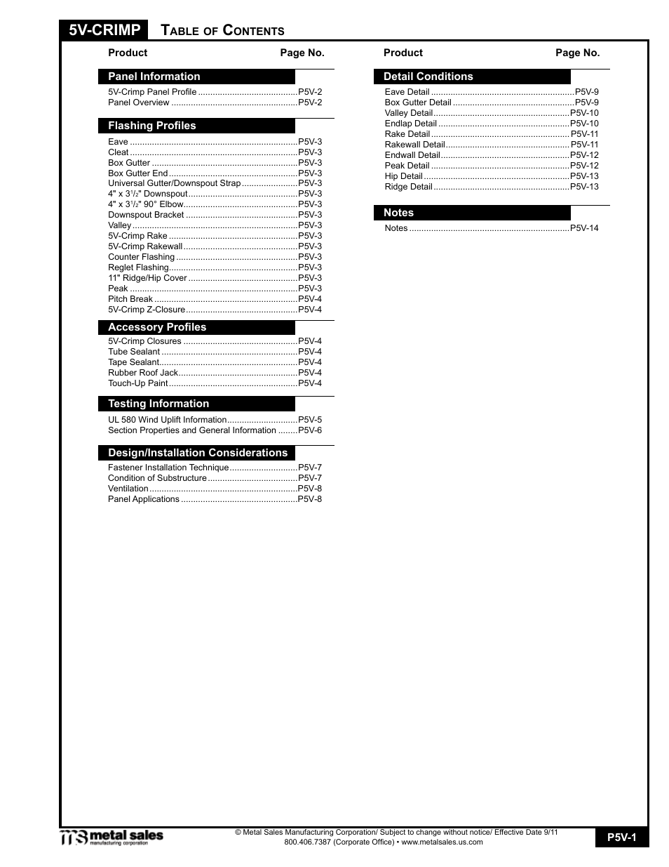 Metal Sales 5V-Crimp User Manual | 14 pages