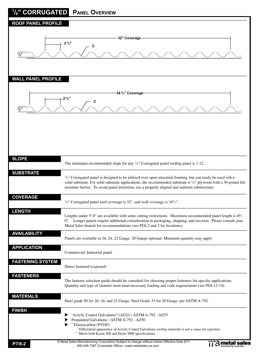 Corrugated | Metal Sales 7/8 Corrugated User Manual | Page 2 / 16