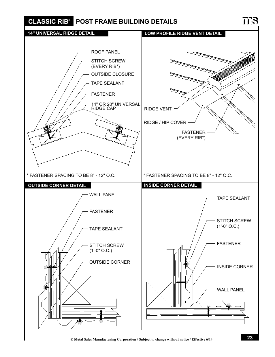 Classic rib, Post frame building details | Metal Sales Classic Rib Installation User Manual | Page 23 / 37