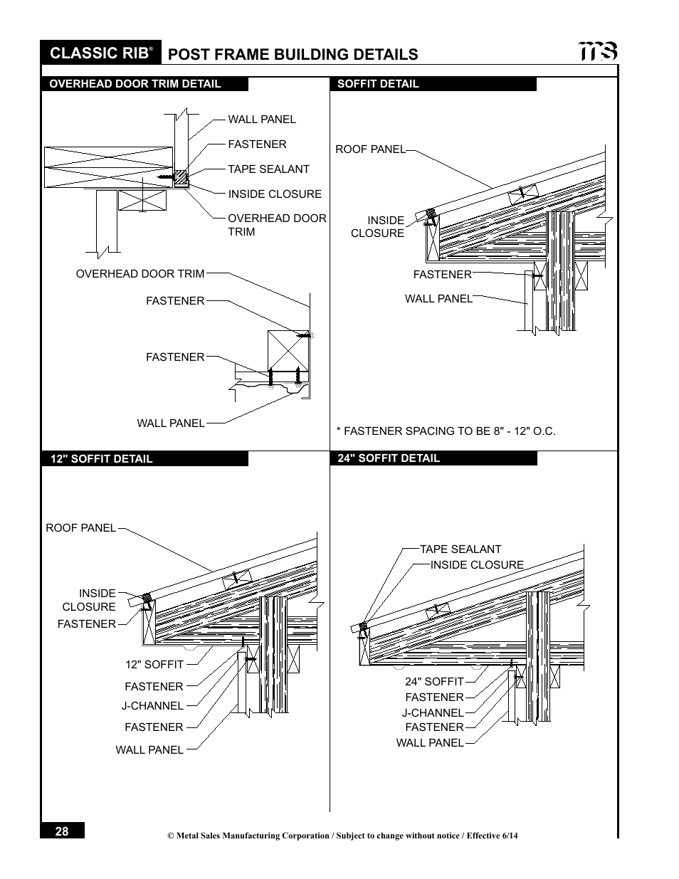 Classic rib, Post frame building details | Metal Sales Classic Rib Installation User Manual | Page 28 / 37