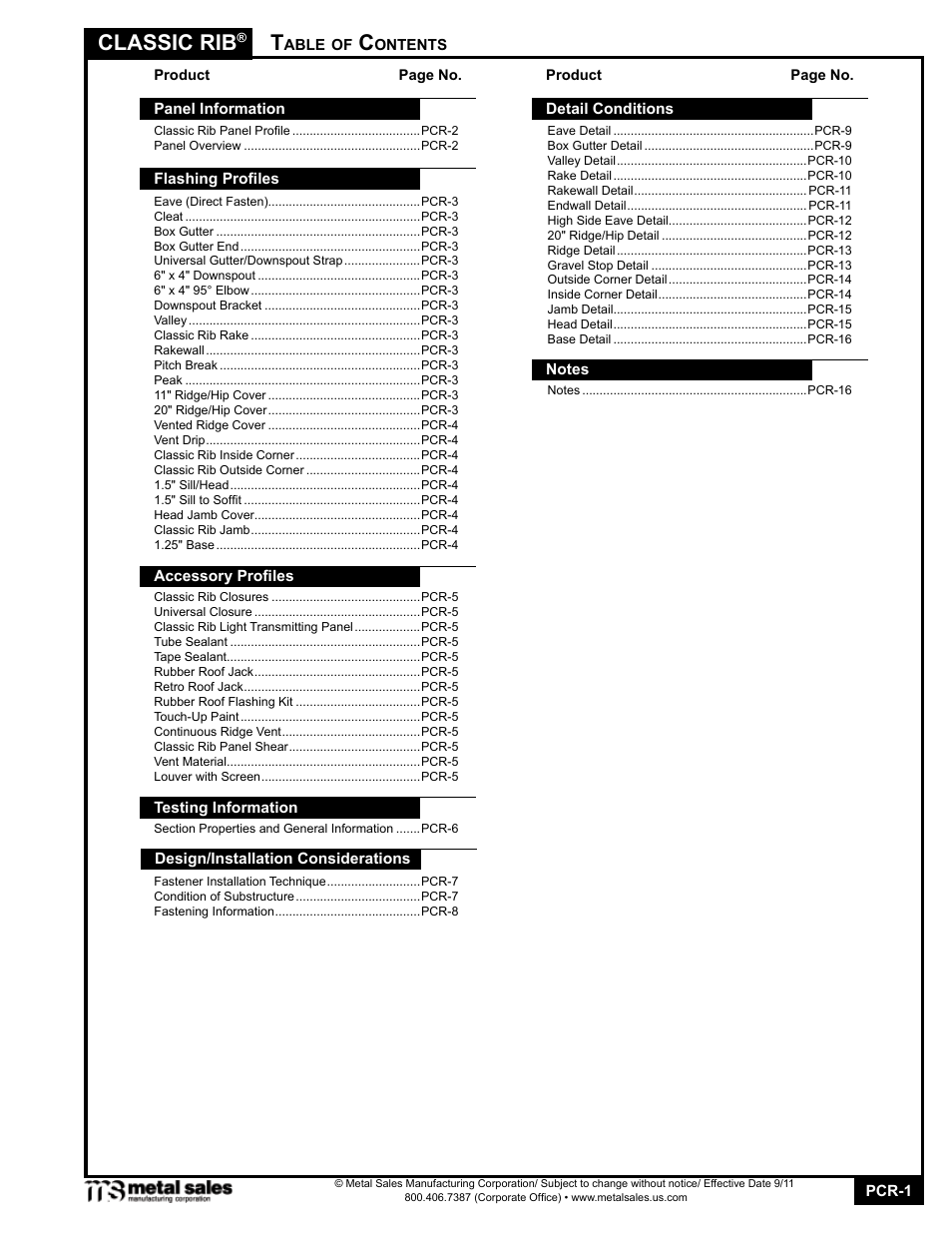 Metal Sales Classic Rib Manual User Manual | 16 pages