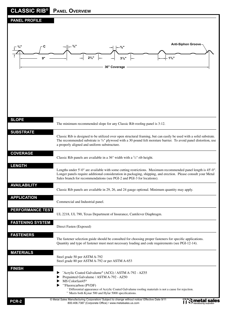 Classic rib | Metal Sales Classic Rib Manual User Manual | Page 2 / 16