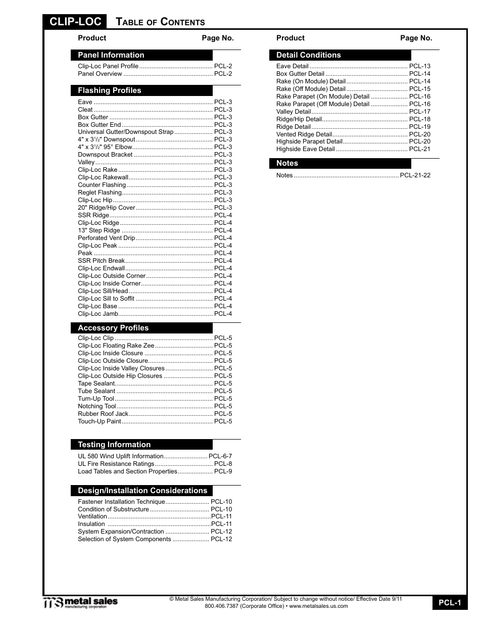 Metal Sales Clip-Loc Manual User Manual | 22 pages