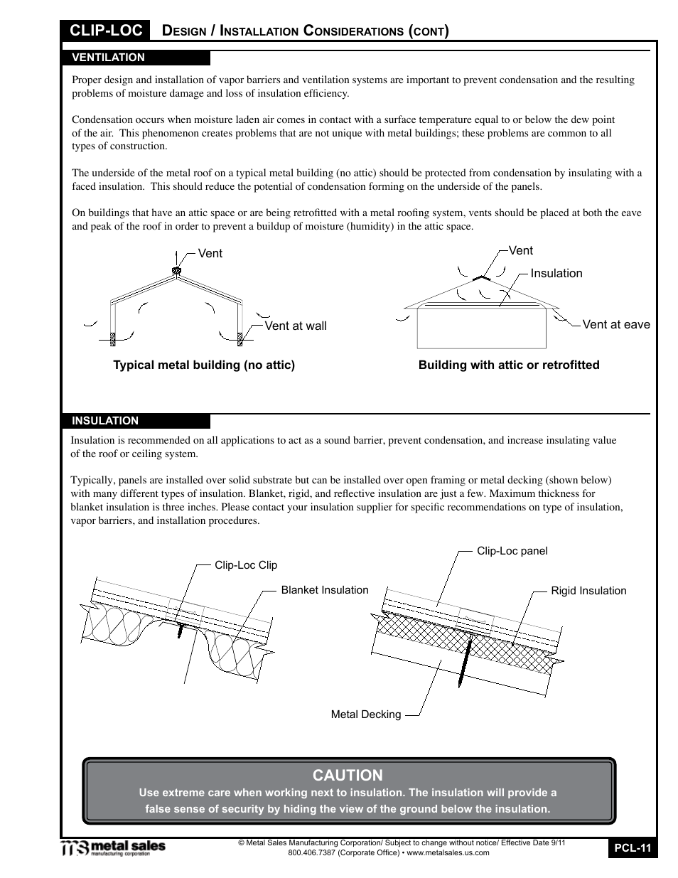 Clip-loc, Caution | Metal Sales Clip-Loc Manual User Manual | Page 11 / 22