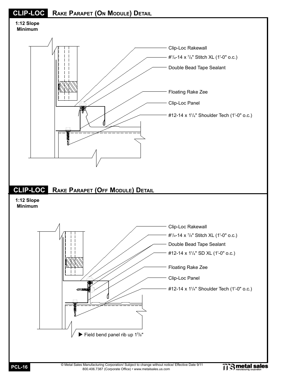 Clip-loc, Clip-loc r | Metal Sales Clip-Loc Manual User Manual | Page 16 / 22