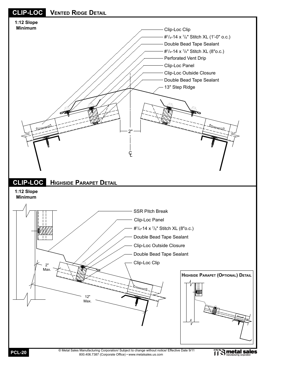 Clip-loc, Clip-loc h | Metal Sales Clip-Loc Manual User Manual | Page 20 / 22