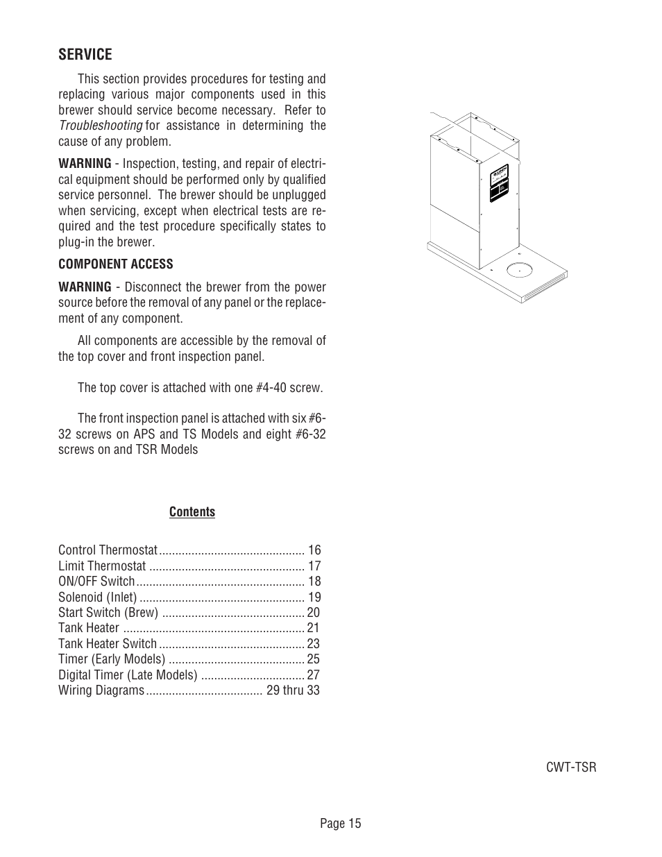 Bunn CW-APS User Manual | Page 15 / 33