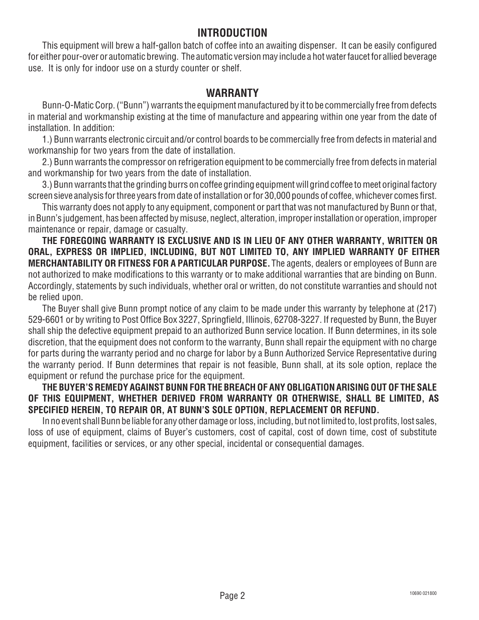 Bunn CW-APS User Manual | Page 2 / 33