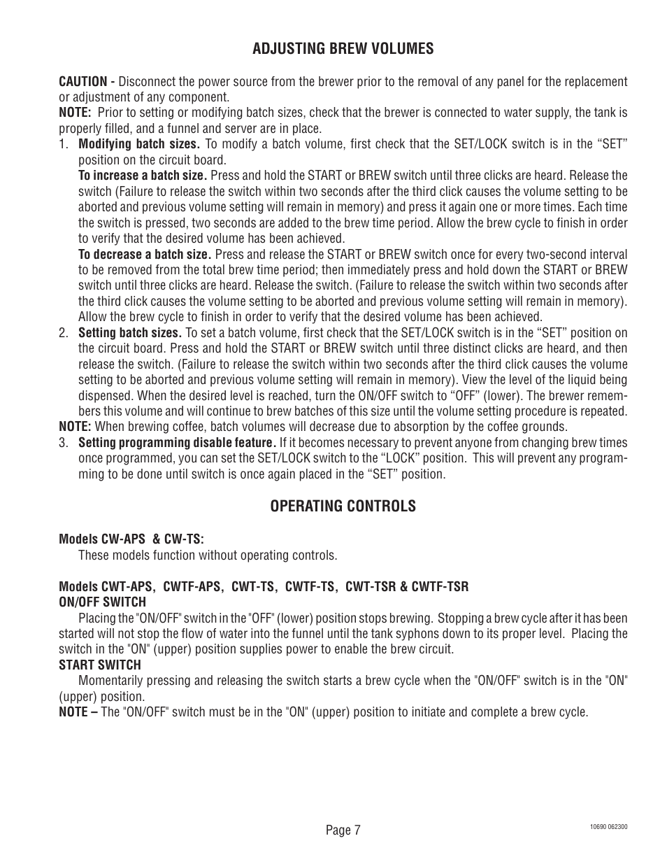 Bunn CW-APS User Manual | Page 7 / 33