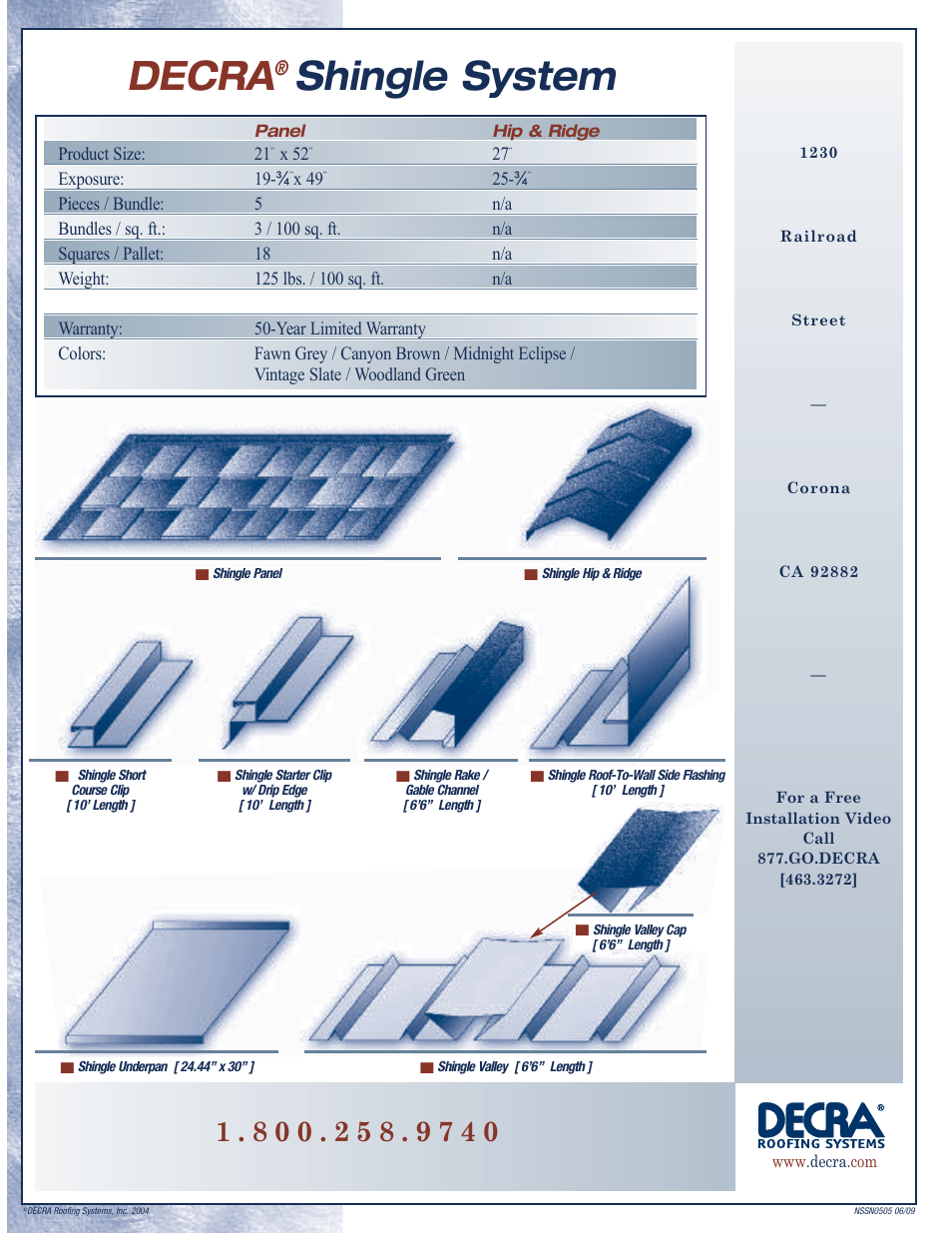 Decra, Shingle system | Metal Sales DECRA User Manual | Page 6 / 6