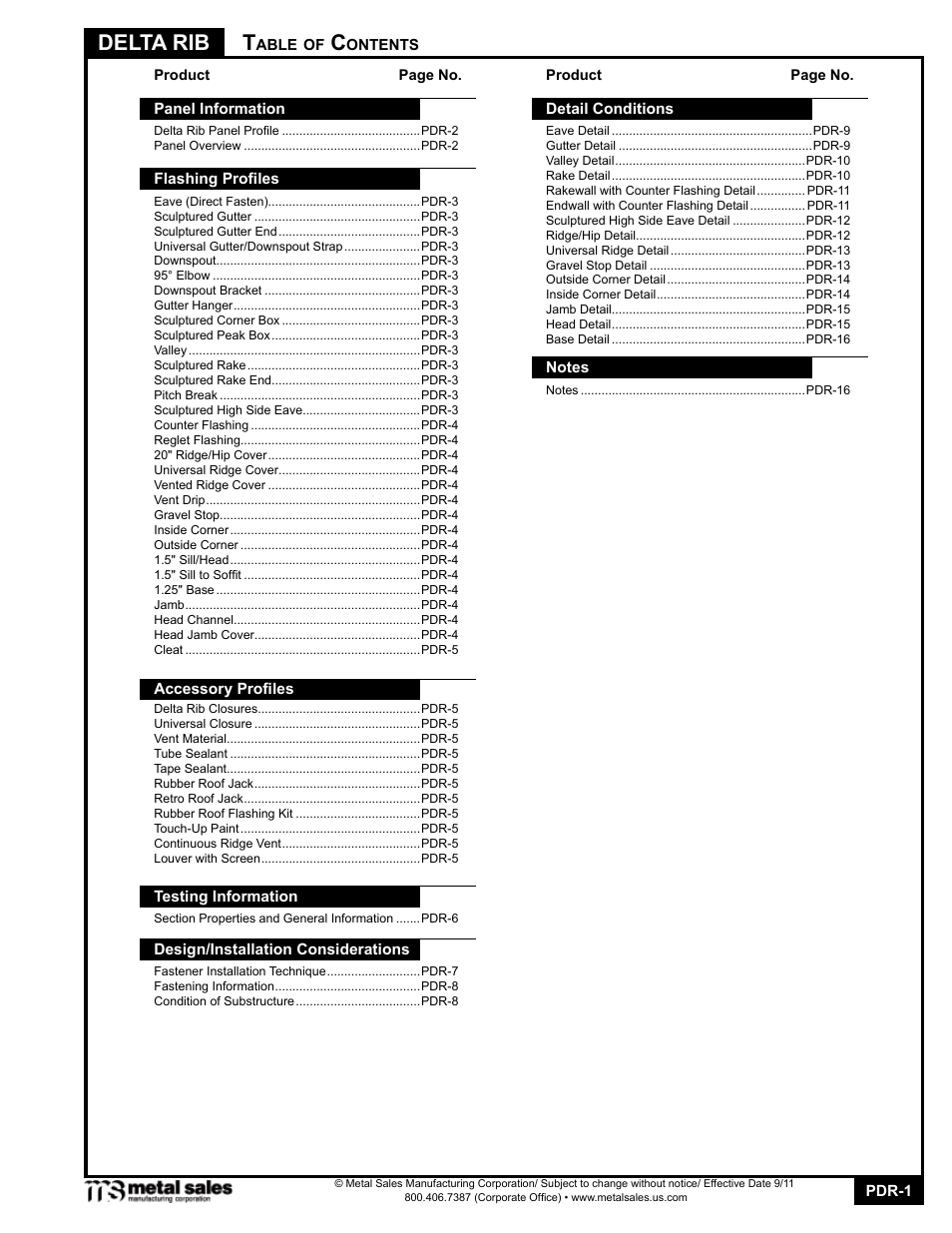 Metal Sales Delta Rib Manual User Manual | 16 pages