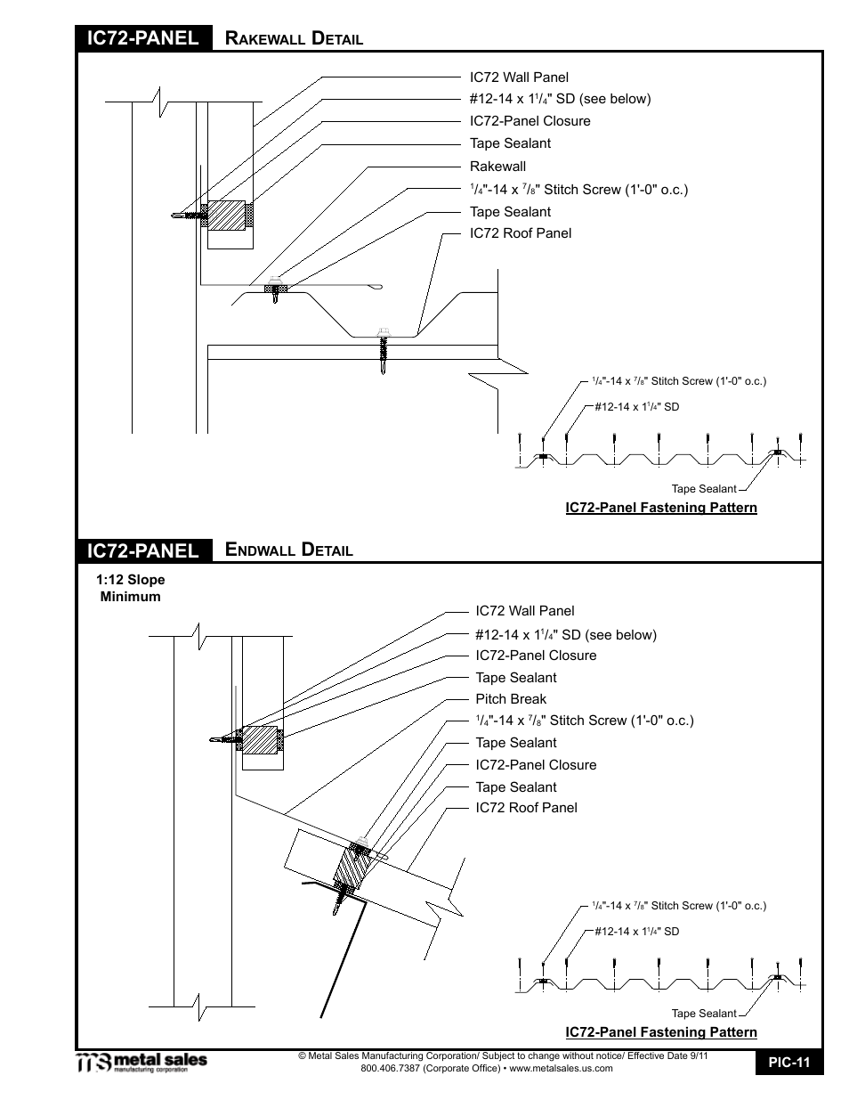Ic72-panel | Metal Sales IC72-Panel User Manual | Page 11 / 16