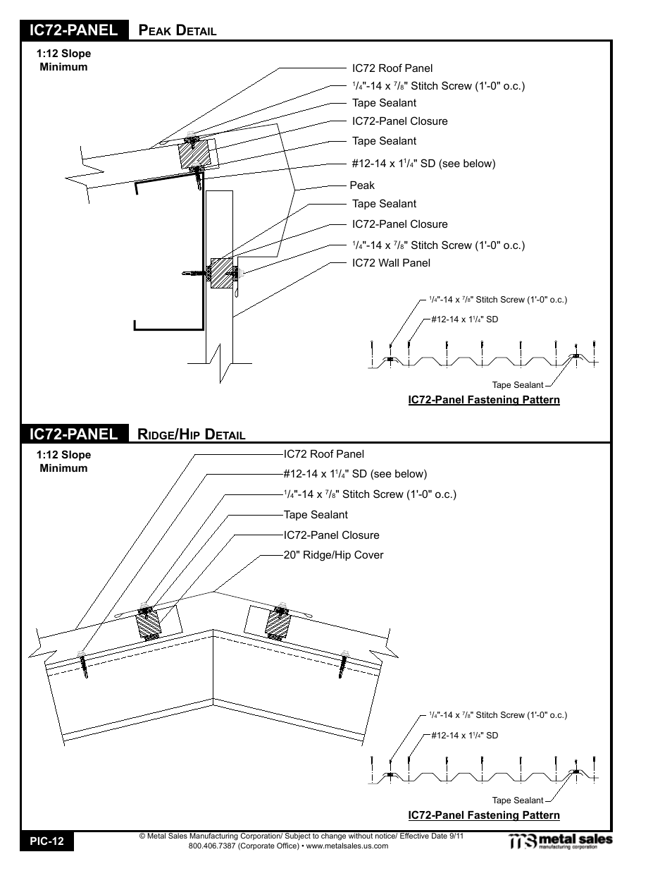 Ic72-panel | Metal Sales IC72-Panel User Manual | Page 12 / 16