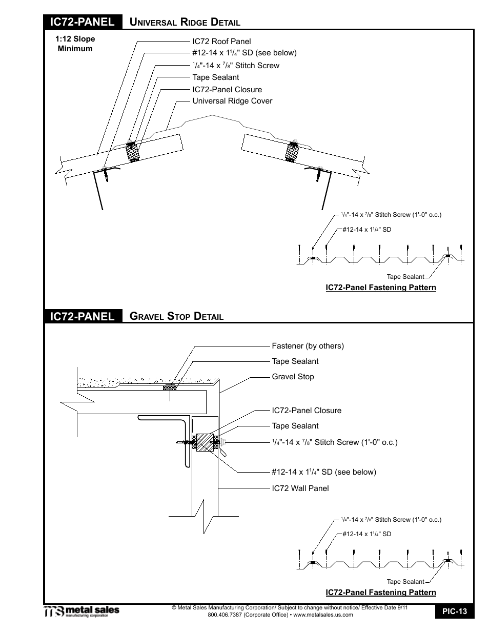 Ic72-panel | Metal Sales IC72-Panel User Manual | Page 13 / 16