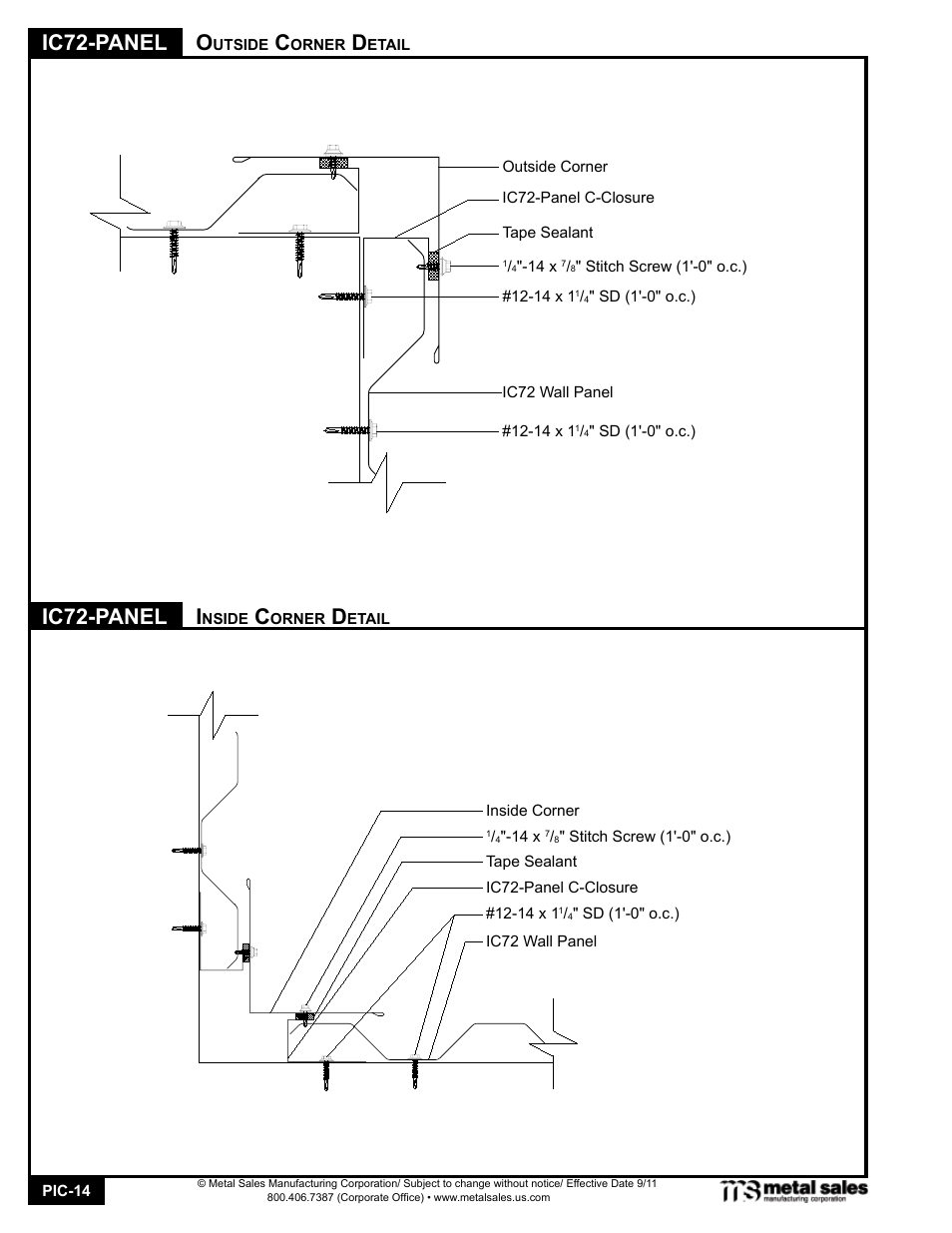 Ic72-panel | Metal Sales IC72-Panel User Manual | Page 14 / 16