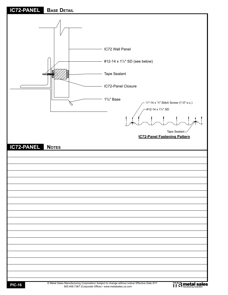 Ic72-panel | Metal Sales IC72-Panel User Manual | Page 16 / 16