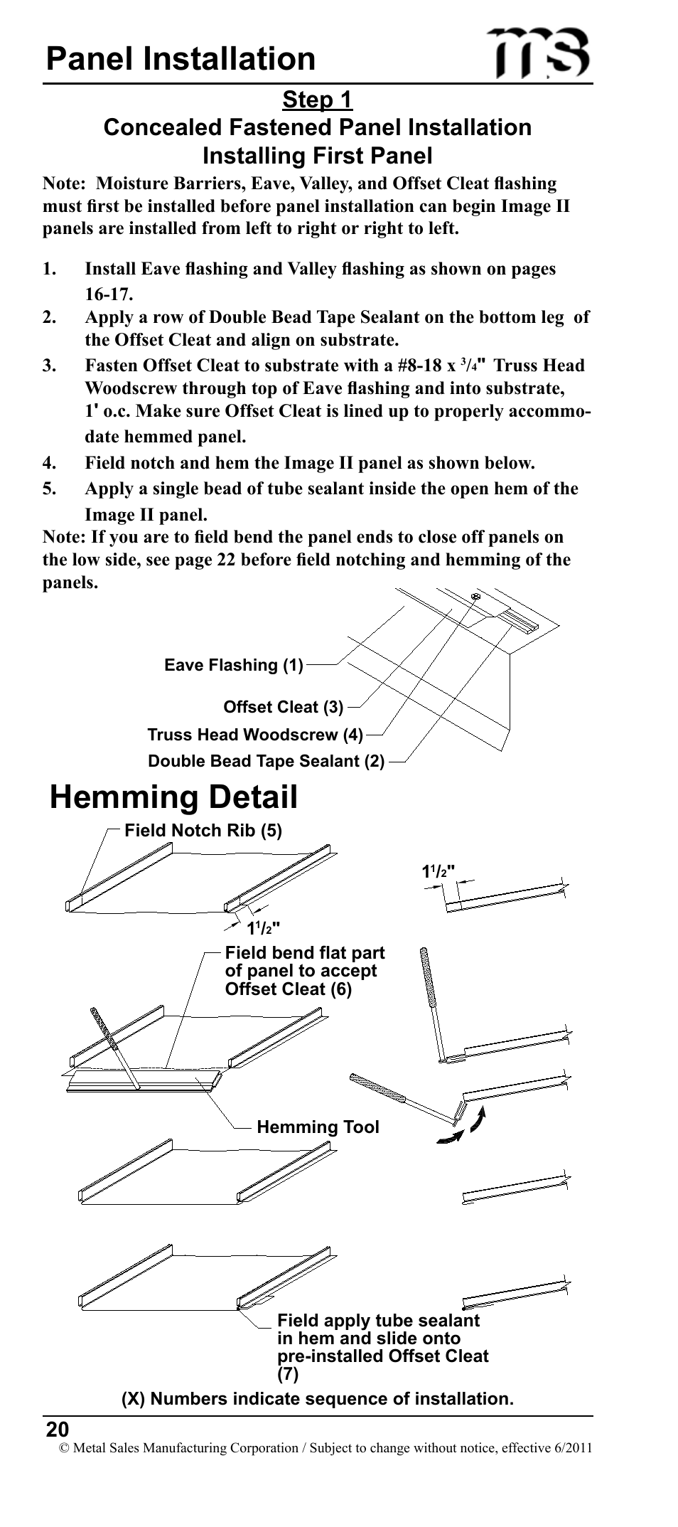 Panel installation, Hemming detail | Metal Sales Image II Installation User Manual | Page 20 / 39