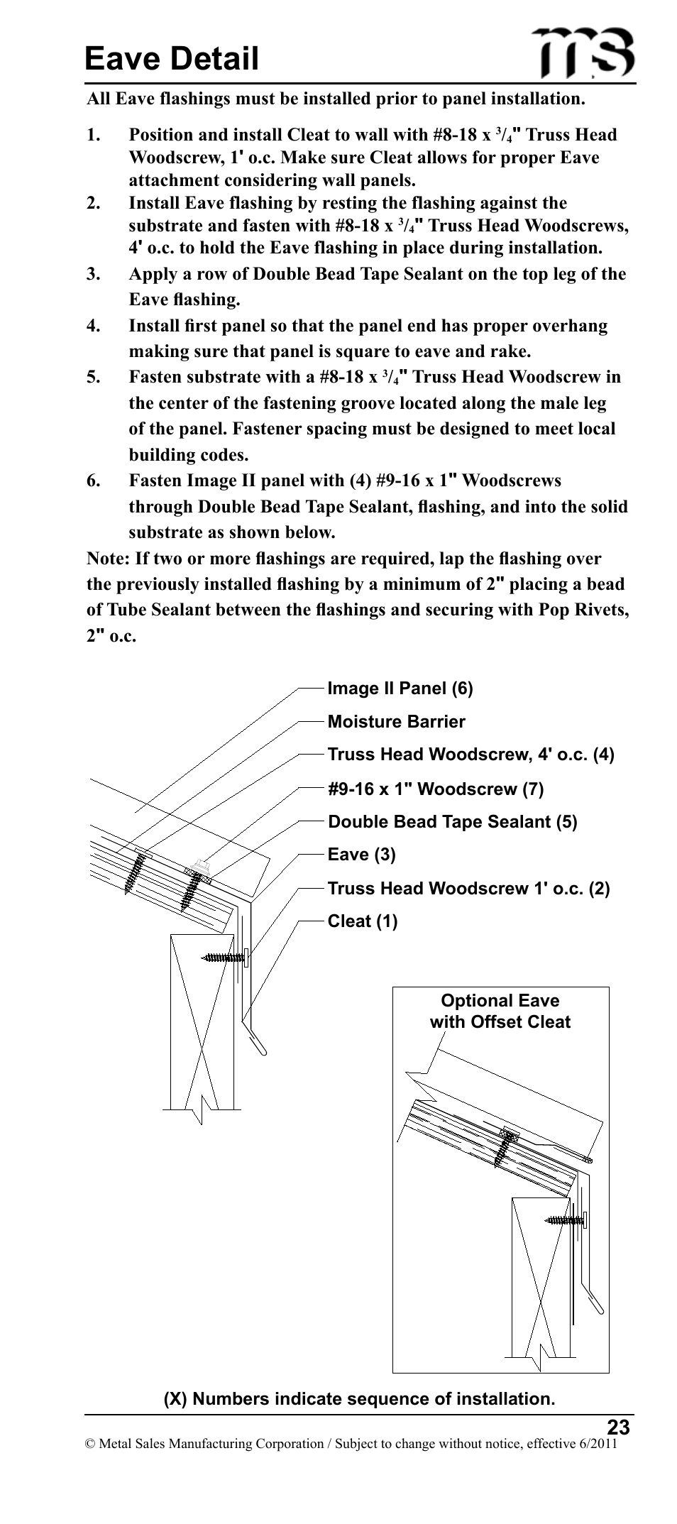 Eave detail | Metal Sales Image II Installation User Manual | Page 23 / 39