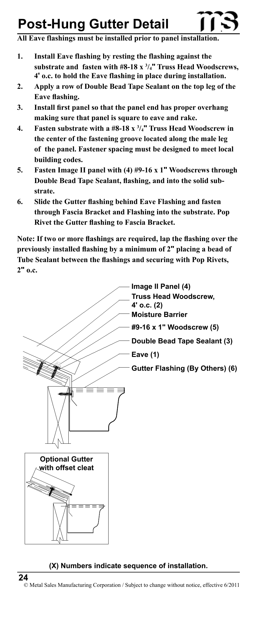 Post-hung gutter detail | Metal Sales Image II Installation User Manual | Page 24 / 39