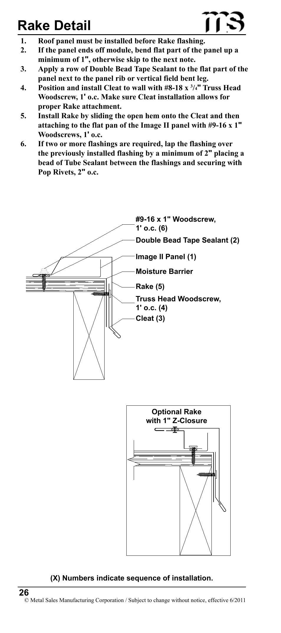 Rake detail | Metal Sales Image II Installation User Manual | Page 26 / 39