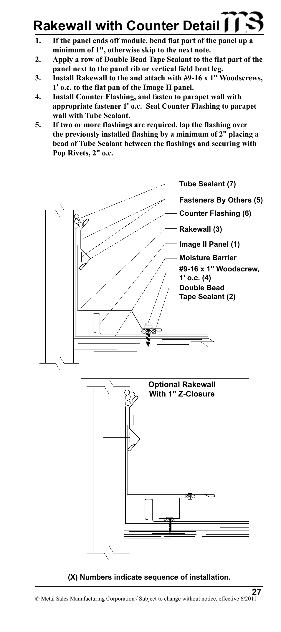 Rakewall with counter detail | Metal Sales Image II Installation User Manual | Page 27 / 39