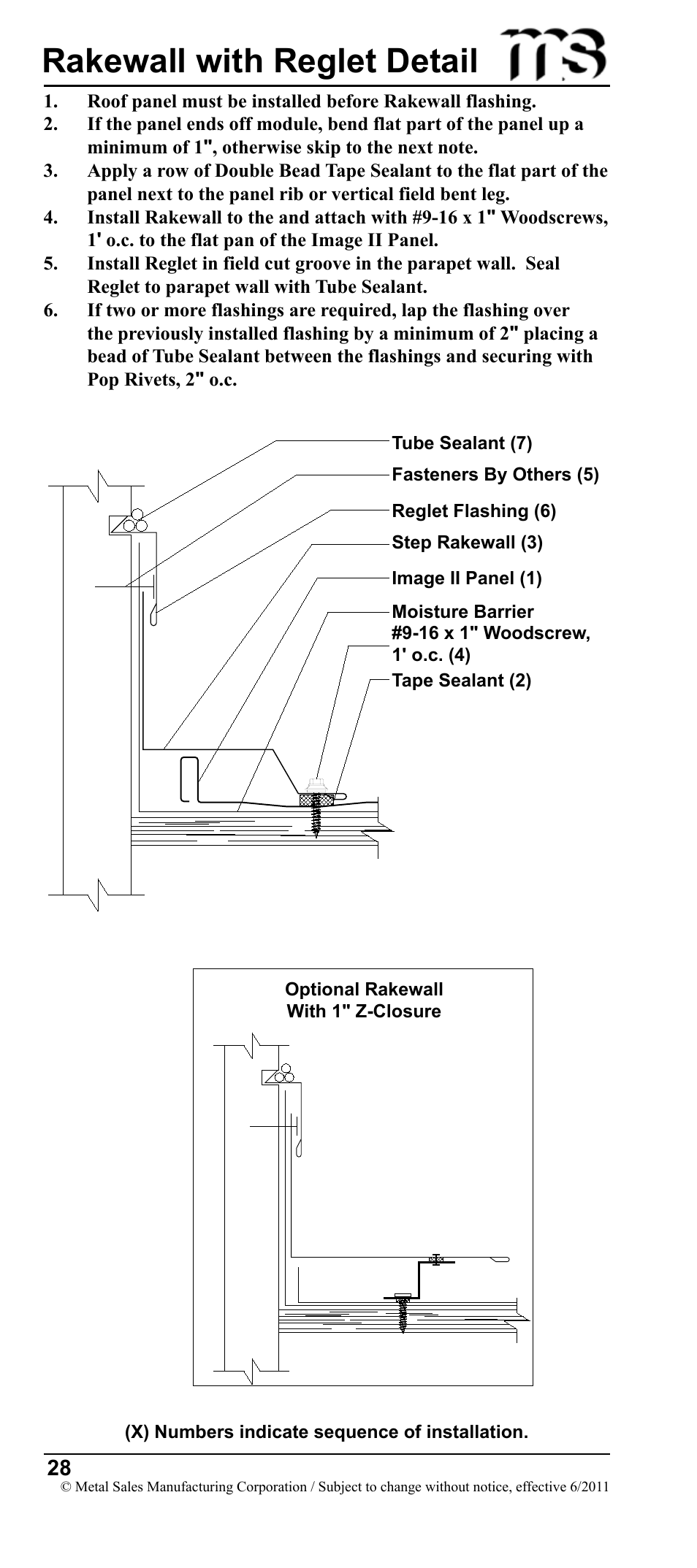 Rakewall with reglet detail | Metal Sales Image II Installation User Manual | Page 28 / 39