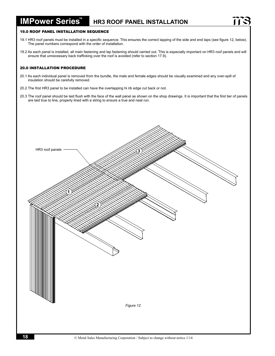 Impower series, Hr3 roof panel installation | Metal Sales IMPower Series User Manual | Page 19 / 23