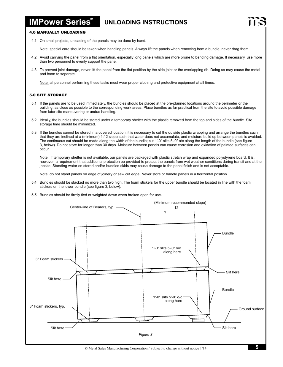 Impower series, Unloading instructions | Metal Sales IMPower Series User Manual | Page 6 / 23