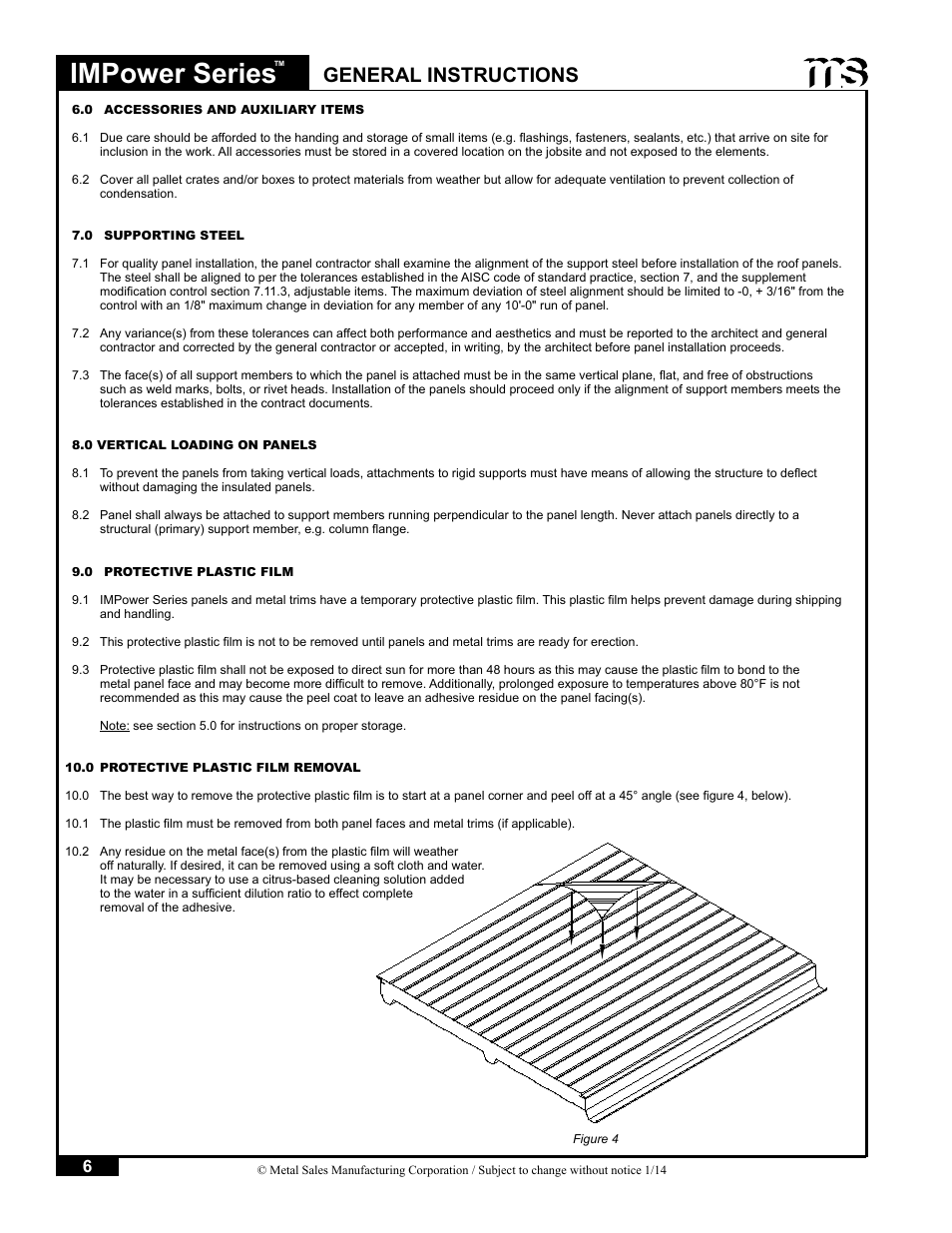 Impower series, General instructions | Metal Sales IMPower Series User Manual | Page 7 / 23