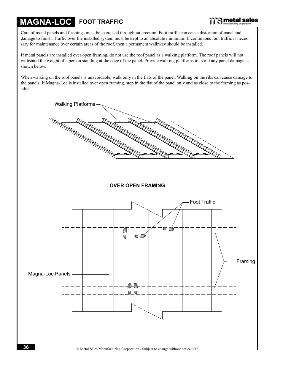 Magna-loc, Foot traffic | Metal Sales Magna-Loc Installation User Manual | Page 36 / 85