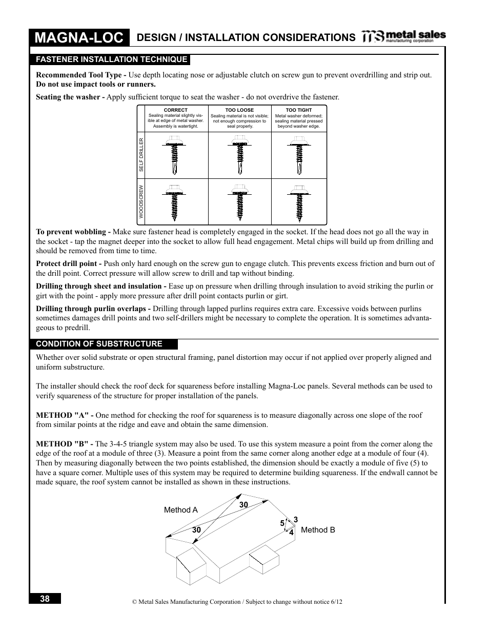 Magna-loc, Design / installation considerations | Metal Sales Magna-Loc Installation User Manual | Page 38 / 85