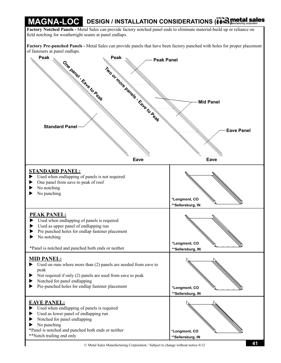 Magna-loc, Design / installation considerations | Metal Sales Magna-Loc Installation User Manual | Page 41 / 85