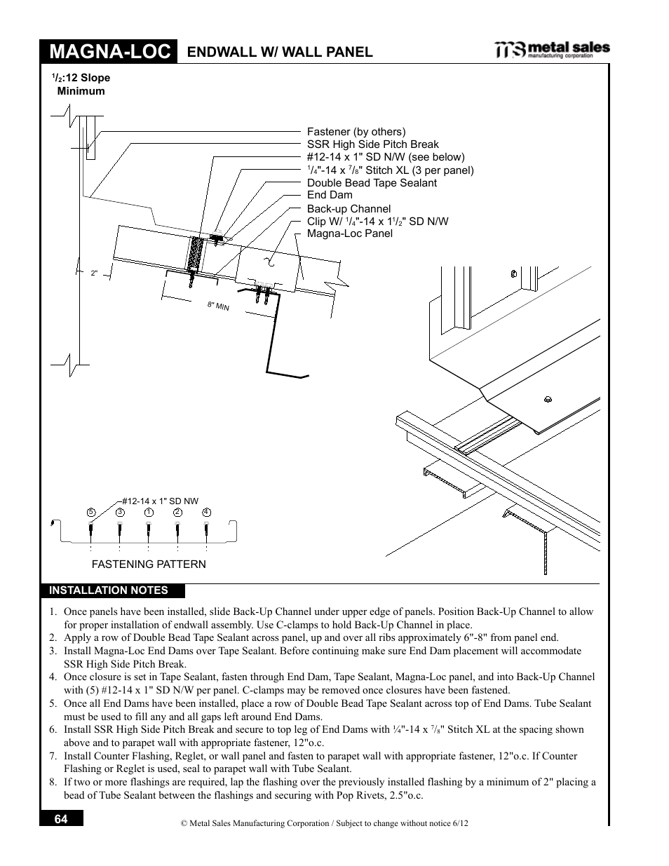 Magna-loc, Endwall w/ wall panel | Metal Sales Magna-Loc Installation User Manual | Page 64 / 85