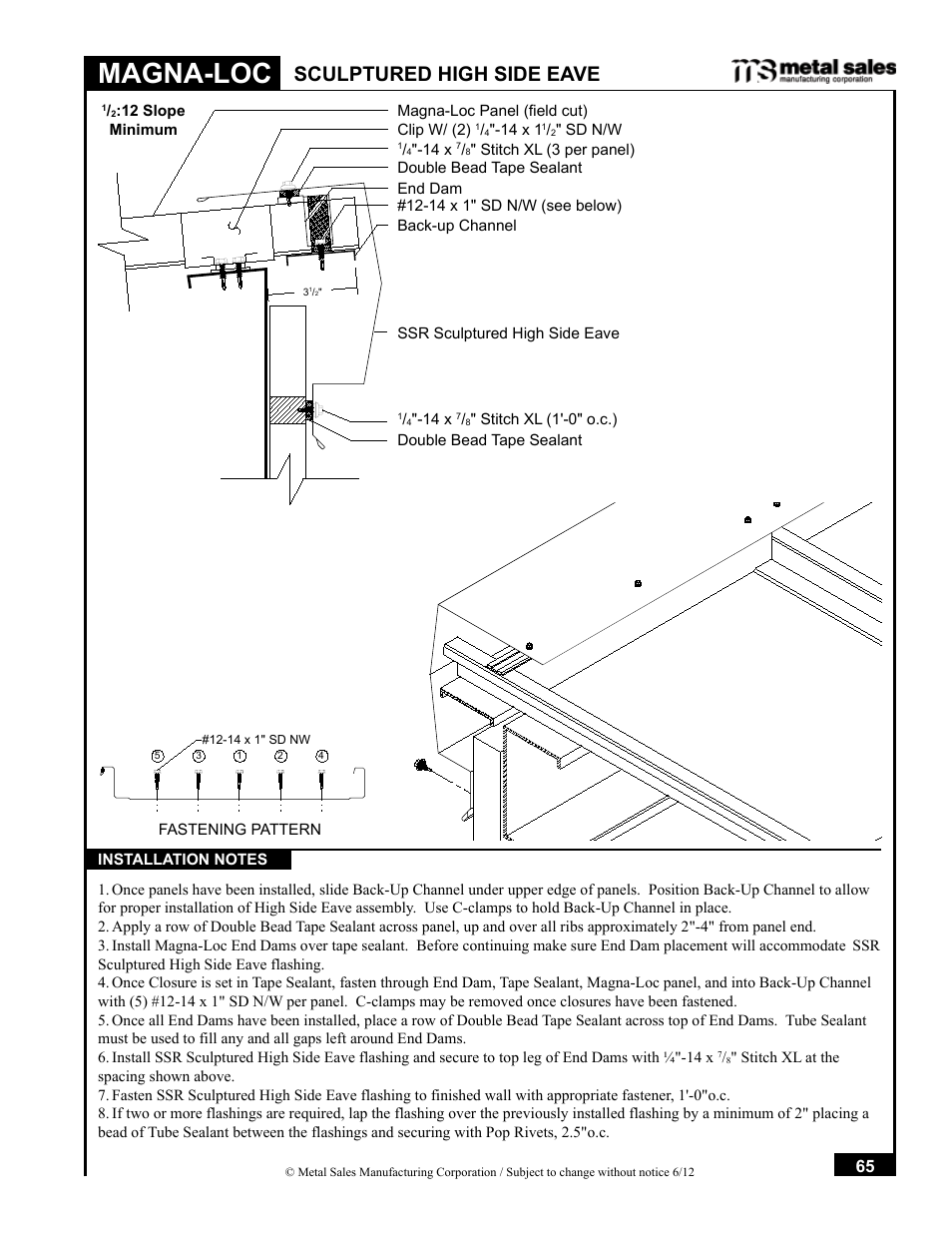 Magna-loc, Sculptured high side eave | Metal Sales Magna-Loc Installation User Manual | Page 65 / 85