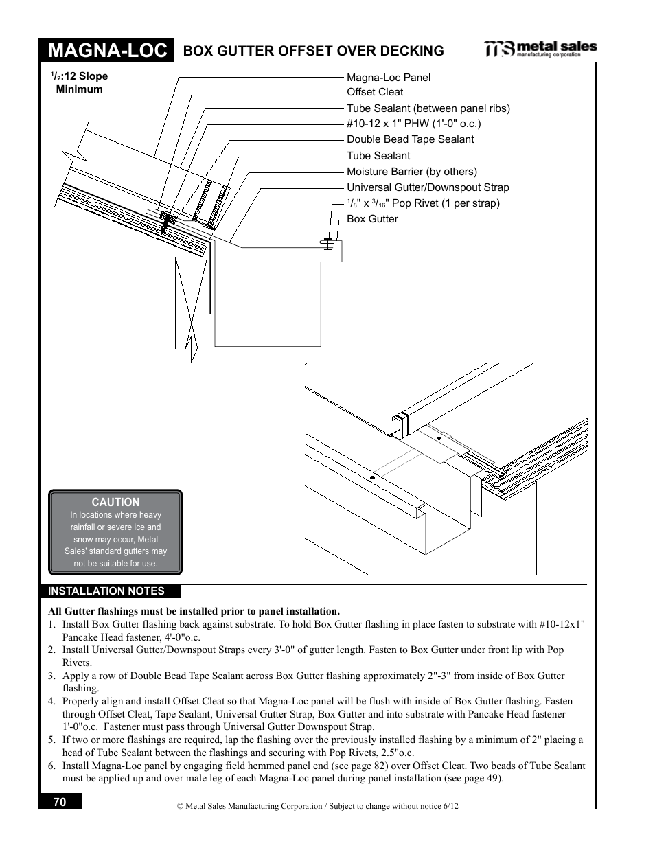 Magna-loc, Box gutter offset over decking | Metal Sales Magna-Loc Installation User Manual | Page 70 / 85