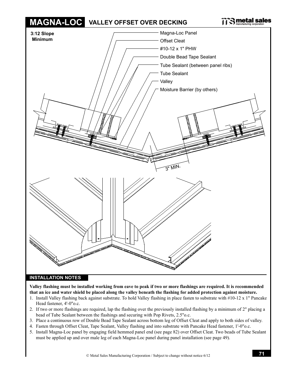 Magna-loc, Valley offset over decking | Metal Sales Magna-Loc Installation User Manual | Page 71 / 85