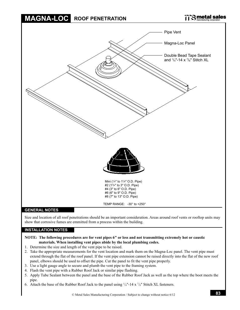 Magna-loc, Roof penetration | Metal Sales Magna-Loc Installation User Manual | Page 83 / 85