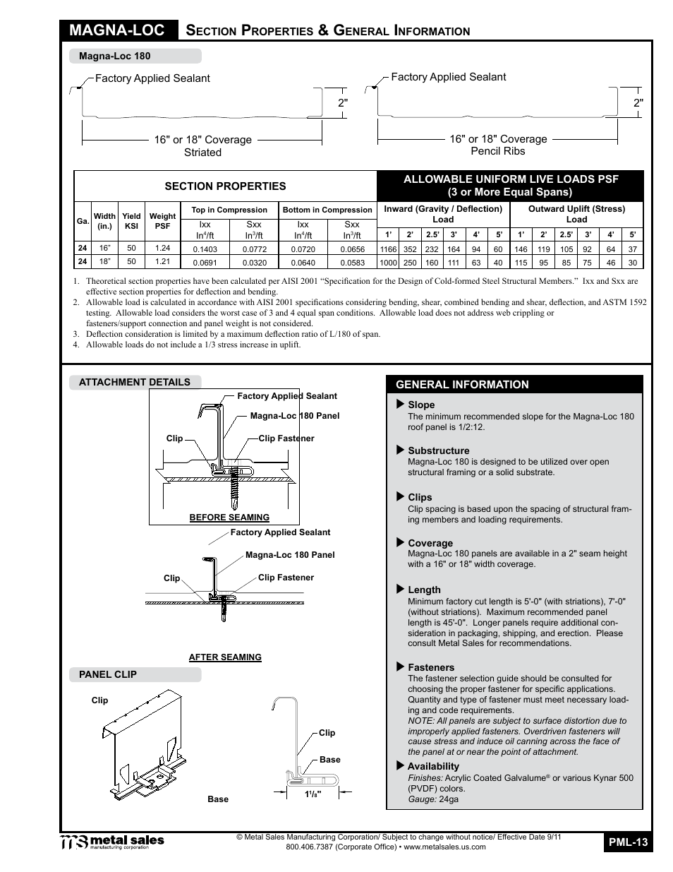 Magna-loc | Metal Sales Magna-Loc 180 User Manual | Page 13 / 28