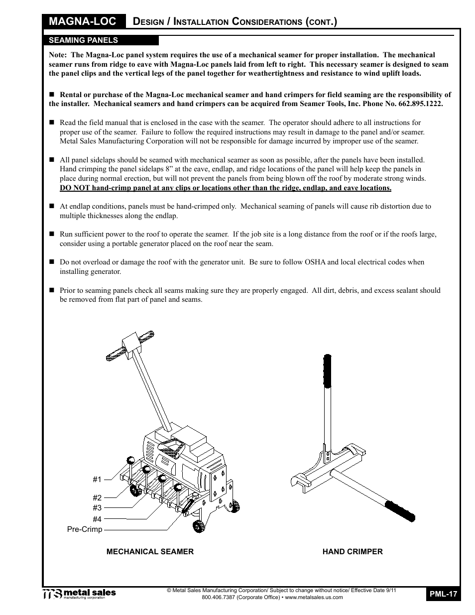 Magna-loc | Metal Sales Magna-Loc 180 User Manual | Page 17 / 28