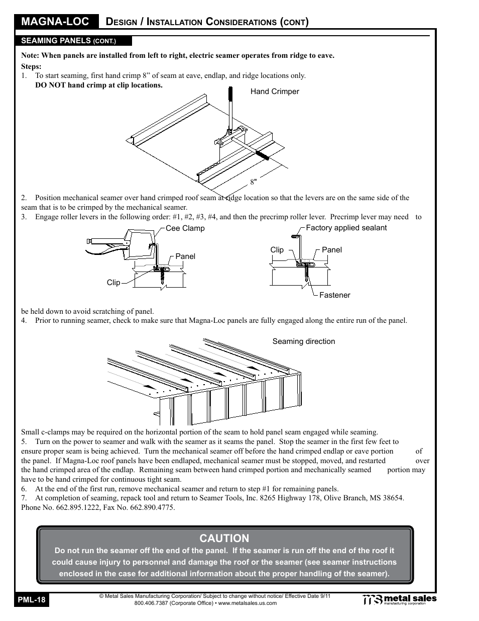 Magna-loc, Caution | Metal Sales Magna-Loc 180 User Manual | Page 18 / 28