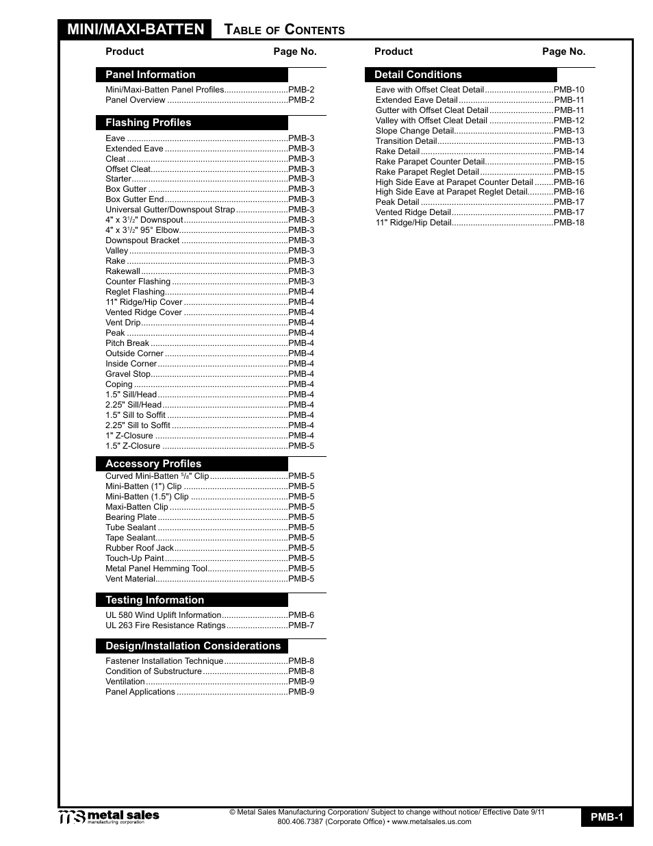 Metal Sales Mini-Batten User Manual | 18 pages