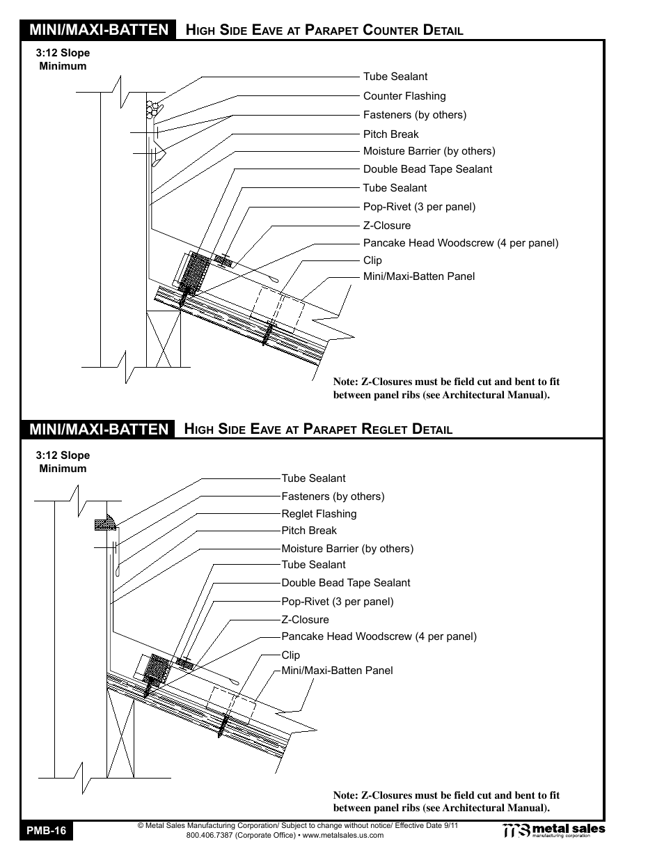 Mini/maxi-batten, Mini/maxi-batten h | Metal Sales Mini-Batten User Manual | Page 16 / 18