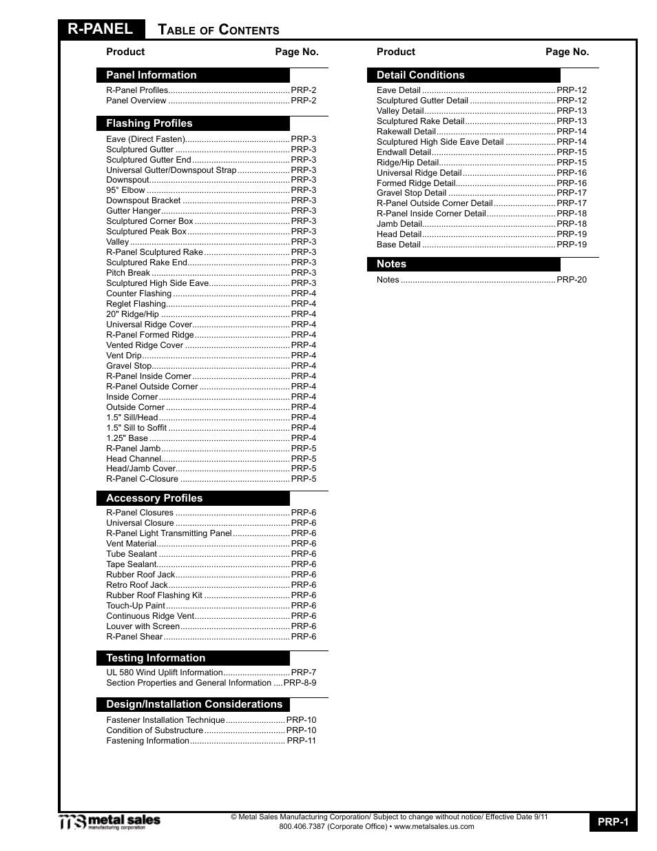 Metal Sales PBR-Panel User Manual | 20 pages