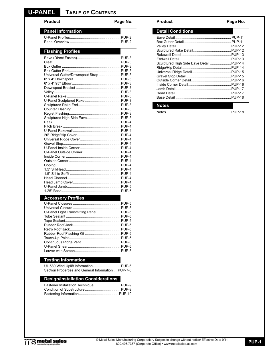 Metal Sales PBU-Panel User Manual | 18 pages