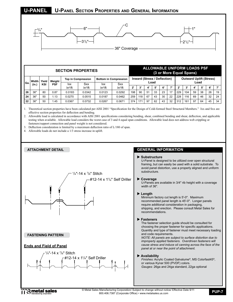 U-panel | Metal Sales PBU-Panel User Manual | Page 7 / 18