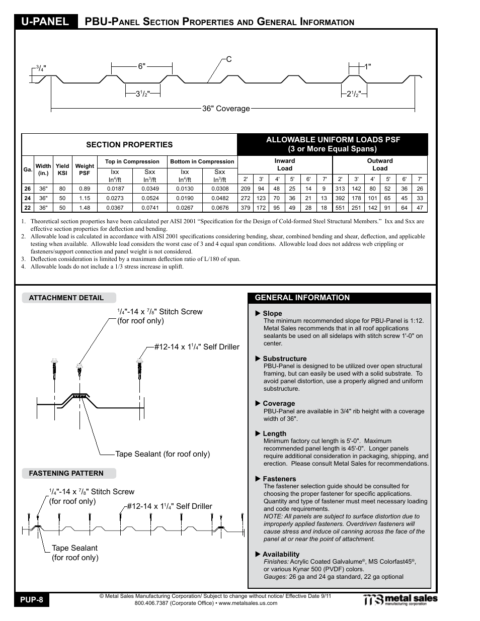 U-panel, Pbu-p | Metal Sales PBU-Panel User Manual | Page 8 / 18