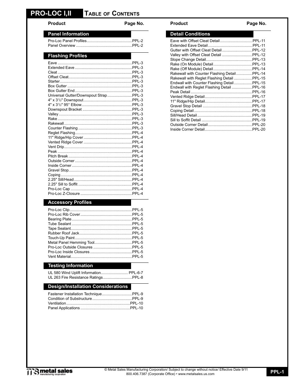 Metal Sales Pro-Loc II Manual User Manual | 20 pages