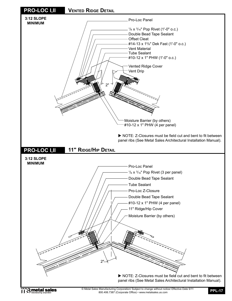 Pro-loc i,ii, Pro-loc i,ii 11" r | Metal Sales Pro-Loc II Manual User Manual | Page 17 / 20