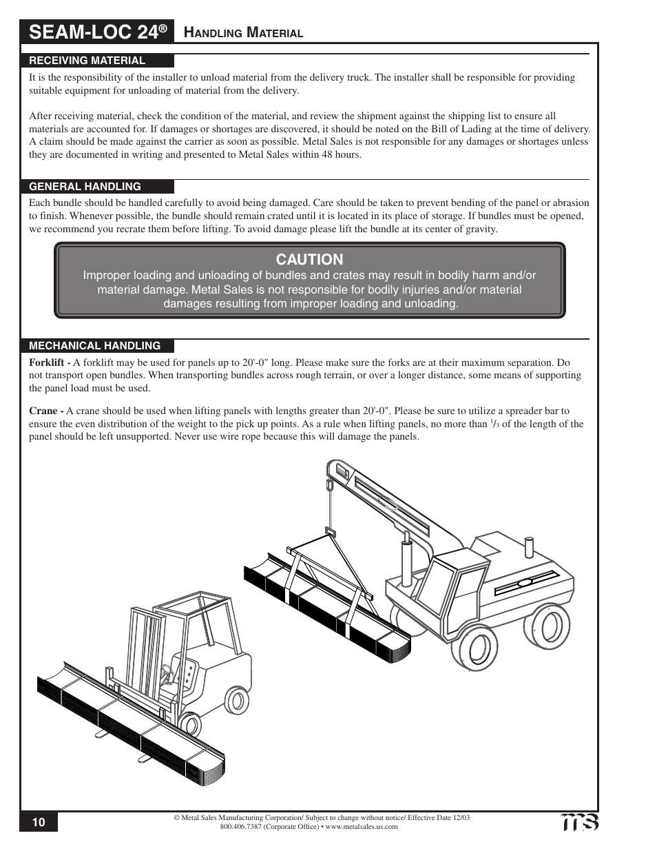 Seam-loc 24, Caution | Metal Sales Seam-Loc 24 Installation User Manual | Page 11 / 66